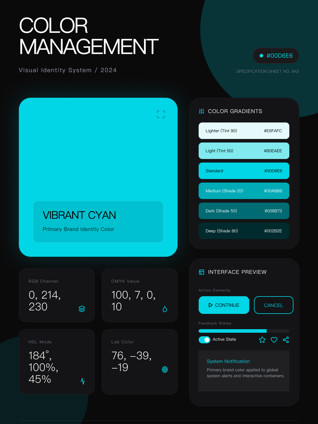 Please create a color management canvas using the color value #00D6E6.