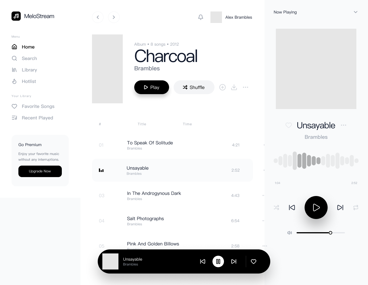 create design for audio player, use components from this file